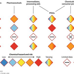 Die je nach ihrer Nutzung unterschiedenen Chemikalien bringen unterschiedliche Risikofaktoren (Toxizität, Persistenz) mit.(Bild:  Scheringer M, Schulz, R. 2025)