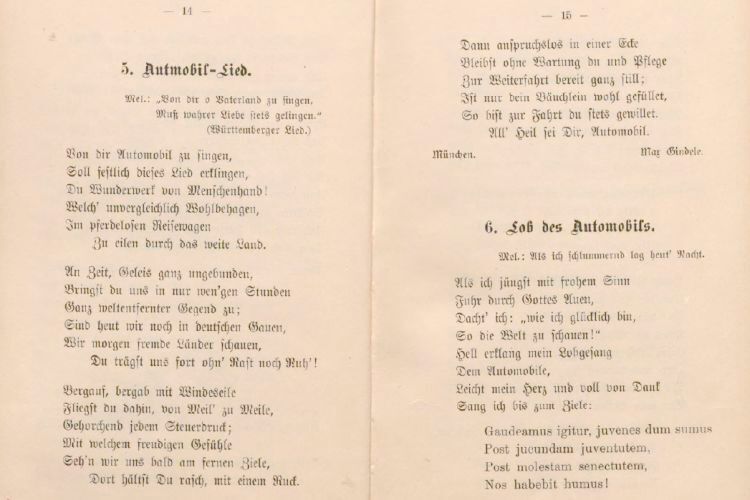 „Automobil-Lied“ und „Lob des Automobils“: Die Titel und Texte des Autler-Liederbuchs waren typisch für ihre Zeit und die Freude, die man damals noch mit dem Besitz und der Nutzung der noch relativ jungen Erfindung verknüpfte. Oder wie es Gustav Braunbeck, 1. Vorsitzender des Allgemeinen Schnauferl Clubs seinerzeit formulierte: „Sangesfreude ist seit allen Zeiten den Deutschen eigen. Wie der Turner, so haben sich später die Radler ihre Lieder geschaffen und damit nicht das Wenigste zur Ausbreitung ihres Sports gethan. Die Butler, als Anhänger des jüngsten Sports, haben wohl schon oft empfunden, daß auch ihrem frohen Zusammensein ein flottes Sportlied erst die rechte Weihe verleiht. Wo man kneipt oder Feste feiert, würzt ein frohes Lied die Unterhaltung, und so weit die deutsche Zunge klingt, ist kein Kreis so zurückhaltend, daß er das nicht erkannt hätte. Aus diesem Grund haben wir uns veranlaßt gesehen, unser bekanntes Lieder-Preisausschreiben zu erlassen.“ (Ritter)