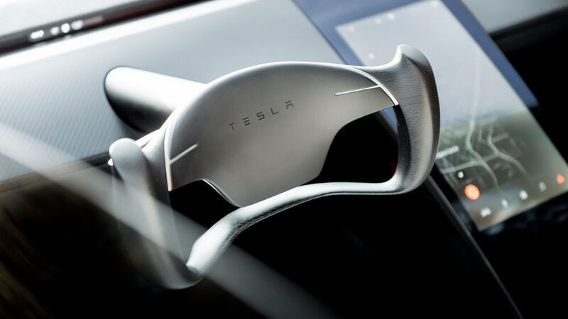 Ob das Lenkrad tatsächlich so futuristisch ausfällt, bleibt zweifelhaft. (Tesla Motors)
