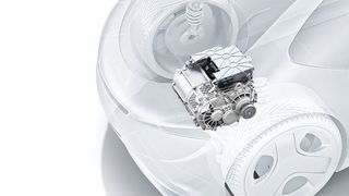 Mit einem Start-up Antrieb stellt Bosch ein neues Konzept für einen E-Antrieb vor. Die eAchse ist effizienter und günstiger als andere Elektroantriebe. (Robert Bosch)