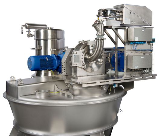 Feinprallmühle UPZ, montiert auf einem konischen Nauta-Schneckenmischer Feinprallmühle UPZ, montiert auf einem konischen Nauta-Schneckenmischer