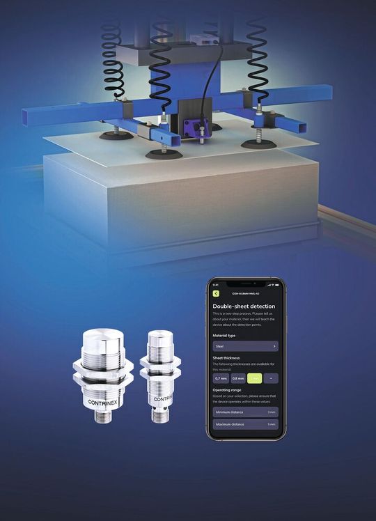 Smarte Sensoren von Contrinex erkennen aneinanderhaftende Bleche in Echtzeit.(Bild:  Contrinex)