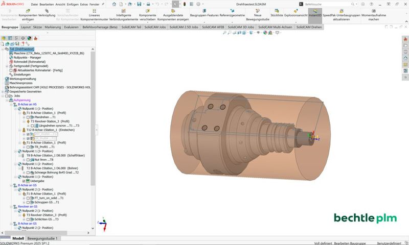 SolidCAM aide les entreprises à gérer de manière centralisée les données d'outils, les stratégies d'usinage, et le savoir-faire de fabrication, et à les rendre exploitables pour une programmation CN reproductible. (Source : Bechtle PLM)