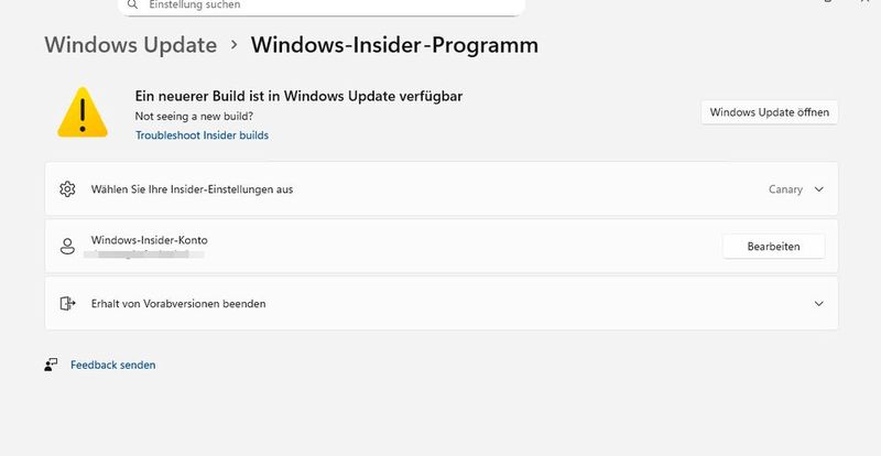 Die Installation eines neuen Insider-Builds erfolgt manuell über die Windows-Update-Steuerung (Bild: Thomas Joos)