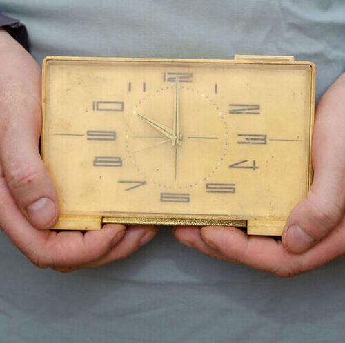 Plastics, like what was used for this clock’s face, yellow over time; researchers now might know why this happens for polyethelene. Plastics, like what was used for this clock’s face, yellow over time; researchers now might know why this happens for polyethelene.