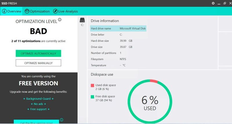 Beim Start zeigt SSD Fresh ab, ob Optimierungsbedarf besteht. (Joos (Screenshot))