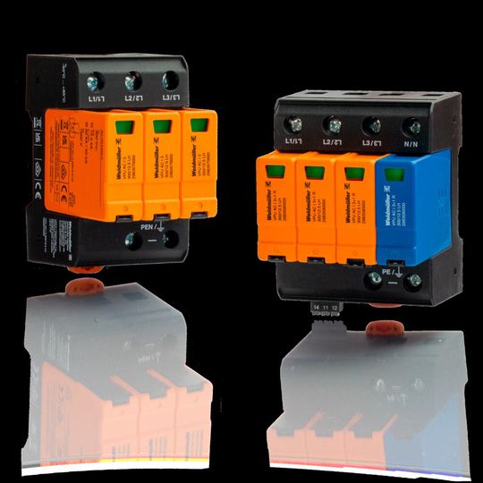 Die Varitector PU AC Typ I+II LH Module überzeugen mit einer kompakten Bauform und hohen Ableitwerten.(Bild:  Weidmüller)