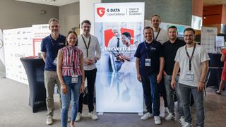 G Data und Nordanex kooperieren für mehr Cybersicherheit im Channel: (v. l.) Christian Weiss (Nordanex), Marie-Christin Kippar und Nikolas Schran (beide G Data), Dominik Becker (Nordanex) mit Konrad Wroblewski, Andy Felbinger und Tobias Komm (alle G Data) (Bild: Nordanex Systemverbund )
