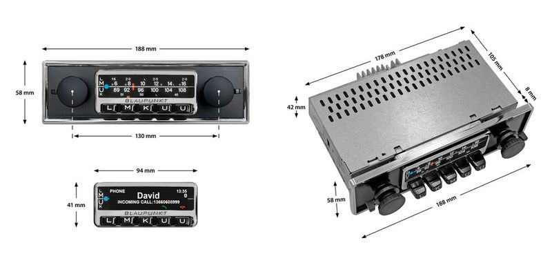 Hier die Abmessungen des Radios in der Ausführung als Frankfurt Stereo. (Bild: Blaupunkt)