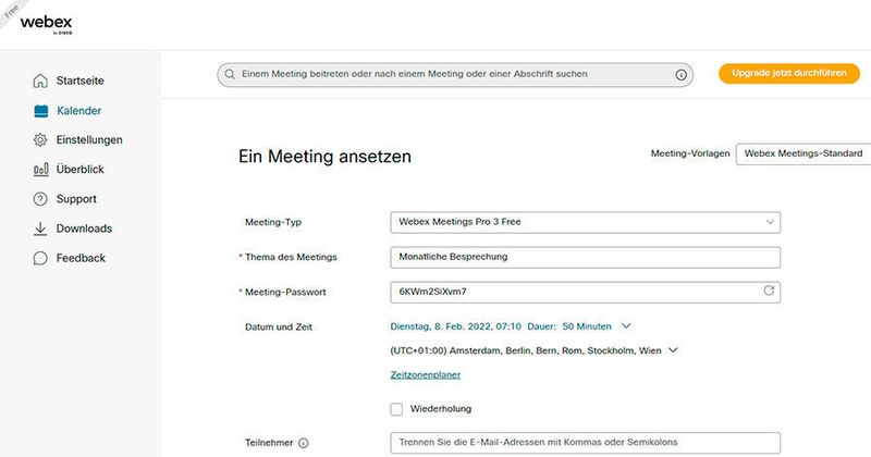 Planen eines Meetings in WebEx. (Joos)