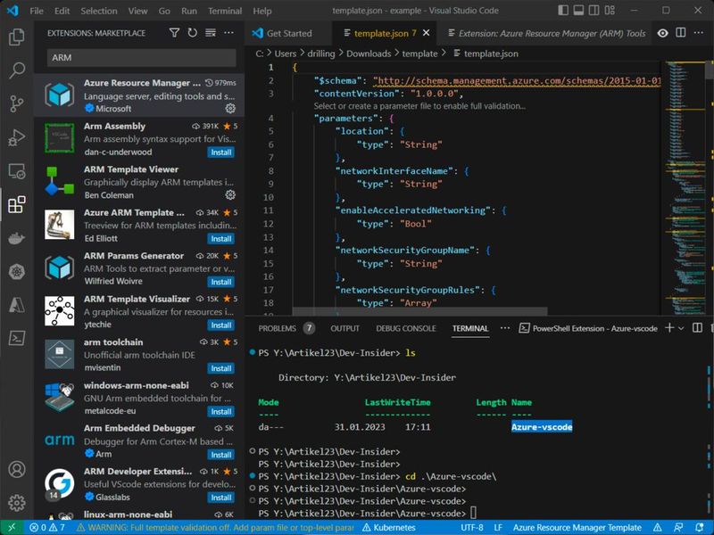 ARM-Erweiterungen für VS Code.