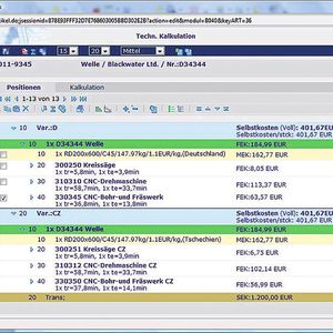 Bild 1: Im Modul Hskalk/TK lassen sich technische und länderspezifische Kalkulationsvarianten erzeugen: hier der Vergleich Deutschland mit Tschechien. 