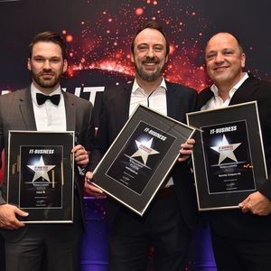 „Workplace & Mobility“: Martin Pfleiderer, Tarox (Gold), Thomas Knicker, Wortmann (Platin), Sven Buchheim, Bluechip (Gold), v. l.