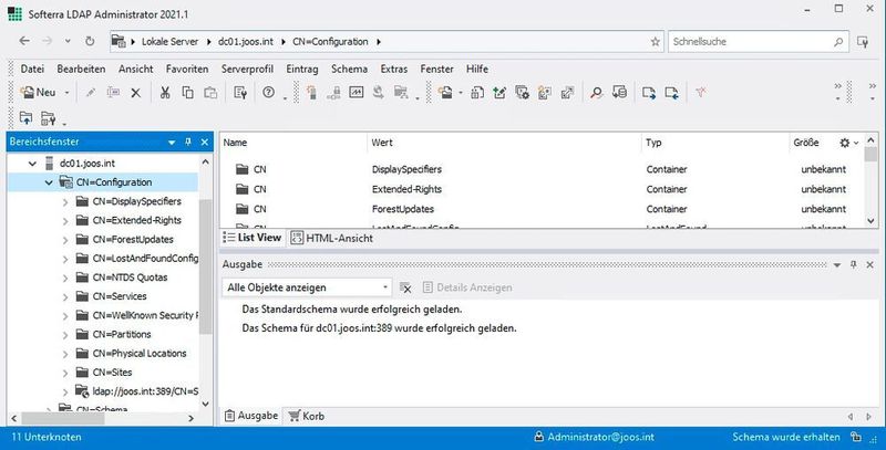 Softerra LDAP Administrator zeigt Informationen per LDAP aus Active Directory an und bietet gleichzeitig auch Verwaltungsmöglichkeiten. (Joos / Softerra)