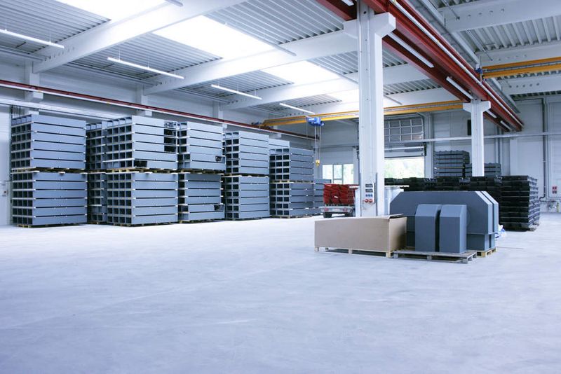 Die neue Halle mit transportfertigen Modulen, aus denen der Schneidtisch für den Schiffbau zusammengesetzt wird. Bilder: Nitzschecom (Archiv: Vogel Business Media)