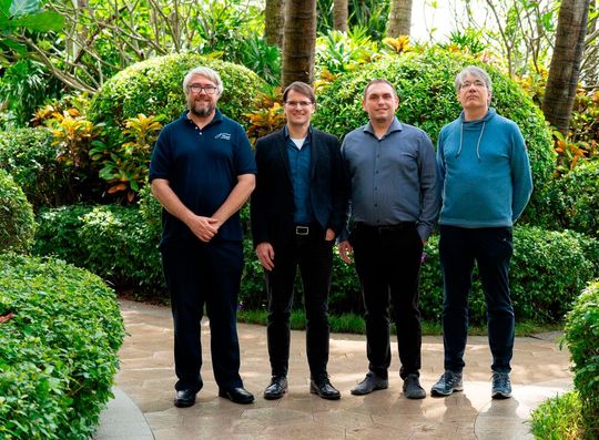 Das neue GenICam-Vorsitzenden-Team (v.l.n.r.): James Falconer, Michael Schmidt, Marcel Naggatz, Chris-toph Zierl. (Bild:  EMVA)