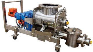 Ajax Equipment has supplied Sterling Pharma Solutions, with an Atex-rated agitated screw feeder mounted on a mobile frame to feed an active pharmaceutical ingredient.  (Source: Ajax Equipment)