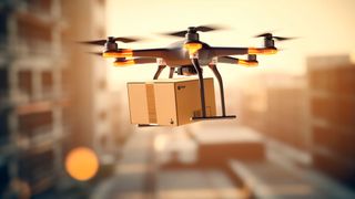 In China hat eine Frachtdrohne kürzlich einen Testflug über 35 km Kilometer erfolgreich absolviert. (Bild: Ali-KI-generiert - stock.adobe.com)