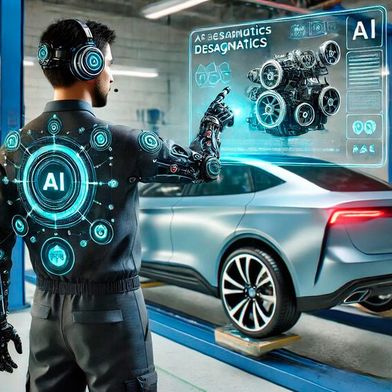 Die Möglichkeiten der KI-Anwendungen in der Autowerkstatt wächst. Betriebe sollten jedoch ihre Mitarbeiter darin qualifiziert schulen, rät der ZDK und verweist auf die neue KI-Verordnung der EU.  (Bild: KI-generiert)