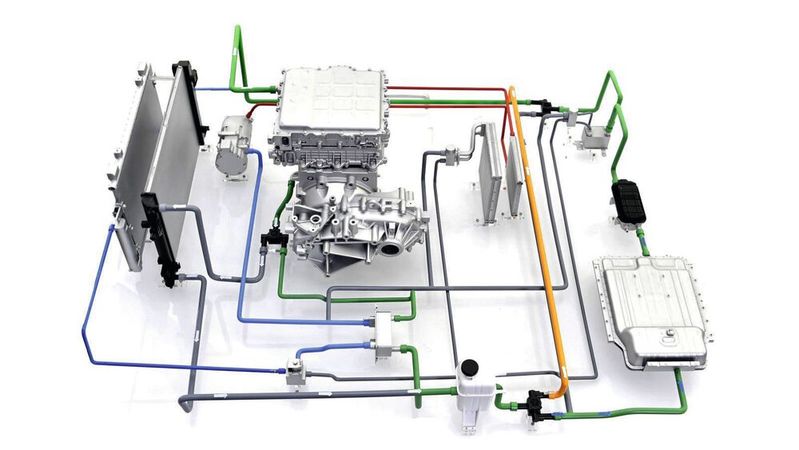 Hyundai hat die Wärmepumpentechnologie bei E-Fahrzeugen weiterentwickelt. Diese nutzt jetzt nicht nur die Abwärme aus Antriebsmotoren, Bordladegeräten und Wechselrichtern, sondern nun auch die der Akkupacks, und stellt diese Wärme der Heizung zur Verfügung.(Bild:  Hyundai)
