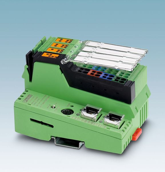 Bild 3: Die Klein- steuerung ILC 190  ETH 2TX ist mit einer  Floating Point Unit  (FPU) ausgestattet,  die Fließkomma- rechnungen um  den Faktor 5 be- schleunigt.  (Bild: Phoenix Contact)