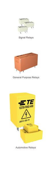 Figure 1: Example signal, general purpose and automotive relays (Image source: TE Connectivity)
