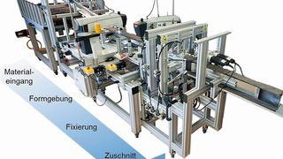 Die IVW GmbH hat das Continuous Profile Preforming System (CPPS) für die kontinuierliche, qualitätsgesicherte und kosteneffiziente Herstellung von Profilpreforms aus Carbon- und oder Glasfaserhalbzeugen entwickelt. (Bild: IVW)