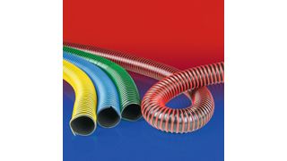 Der antistatische Polyurethanschlauch Airduc Pur 350 AS Twin Color kann in zwei Farben und in jede gewünschte Farbkombination eingefärbt werden. (Norres Schlauchtechnik )