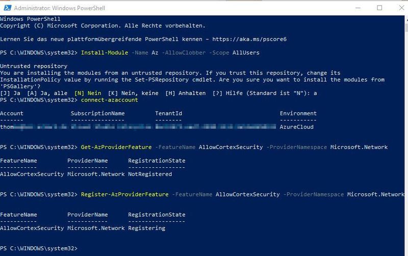 Registrieren für den Test von Azure Firewall Manager. (Th. Joos)