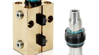 Thanks to a particularly stable bronze housing, the polygon block cylinder can be used at up to 500 bar. (Roemheld)