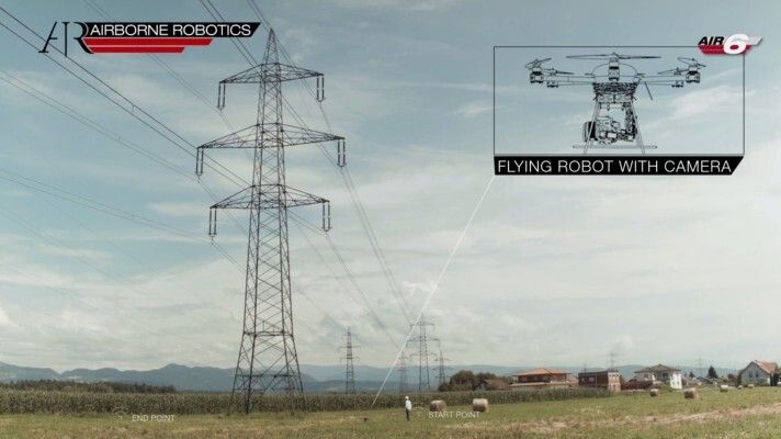 Der Flugroboter bewegt sich auf dem vorgegebenen Flugpfad vom Start bis zum Landepunkt. (Bild: Airborne Robotics)