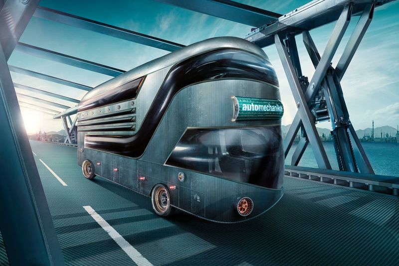 Das Januar-Motiv präsentiert das Automechanika-Logo mit LEDs von Hella.  (Automechanika)