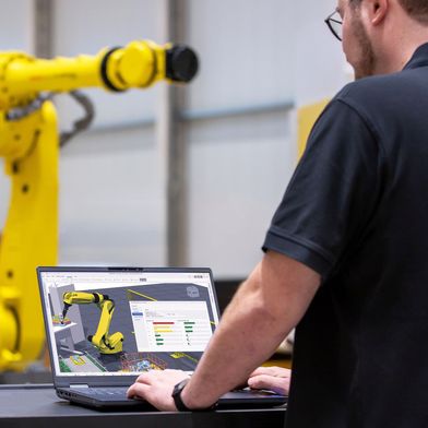 Die Integration der Simulationssoftware Roboguide in Nvidias offenes Referenz-Framework ermöglicht präzise digitale Zwillinge. (Bild: Fanuc)