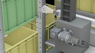 Positionierung im Behälter- kleinteilelager. (Leuze)