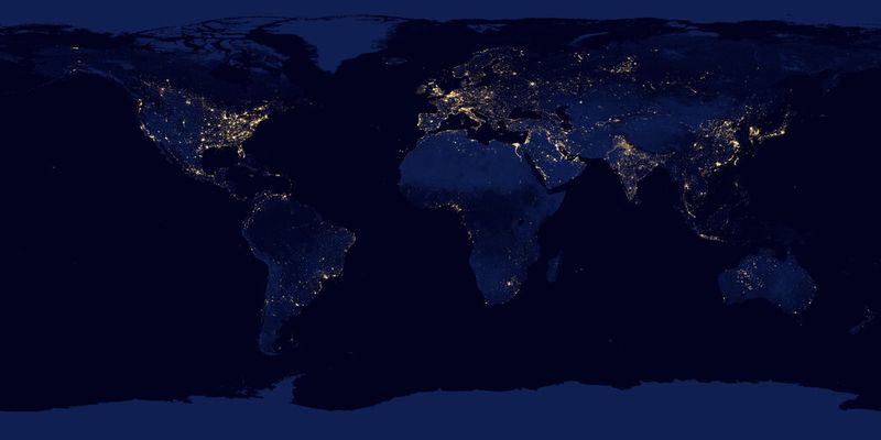 Das aus Hunderten von Einzelaufnahmen zusammengesetzte Nachbild der ganzen Erde (NASA)