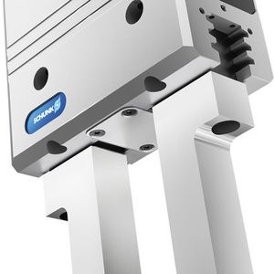 Weltpremiere: Der Schunk PGN-plus-E ist der weltweit erste digital angesteuerte Mechatronikgreifer mit patentierter Vielzahnführung. Auch er gehört zur neuen „Generation Permanent“ von Schunk.