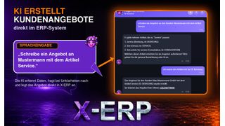 Der KI-Assistent Xmiley erstellt in X‑ERP per Spracheingabe ein Kundenangebot, fragt bei Unklarheiten gezielt nach und legt den fertigen Beleg direkt im ERP-System an. (Bild: X-DIGI)