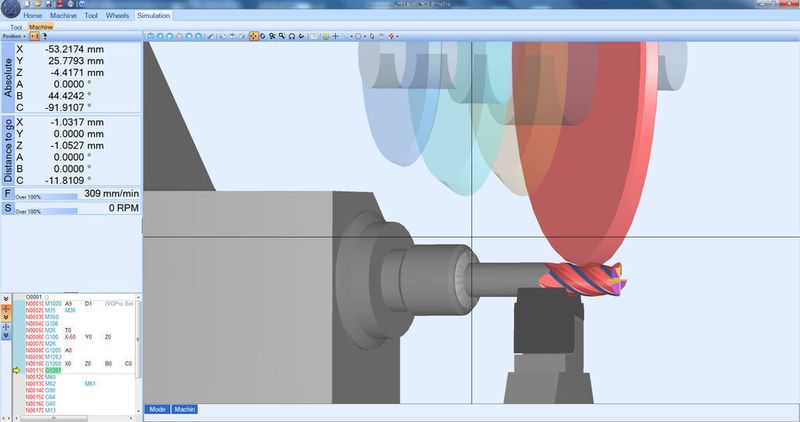 Bild 4: Für sämtliche Werkzeugtypen steht eine schnelle 3D-Simulation aller Schleifbewegungen zur Verfügung, inklusive virtueller Kollisionserkennung zur Optimierung der Rüstzeiten.  (Bild: Rollomatic)