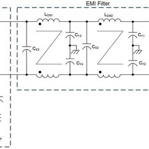 Bild 4: EMI-Filter mit markierter parasitärer Resonanz. (Bild:  Texas Instruments)