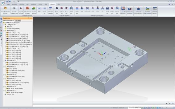 Solid-Edge ST5 mit CAM-Works: Das CAM-System gibt es nun direkt integriert in die Benutzerführung von Solid Edge. (Bild: Geovision)