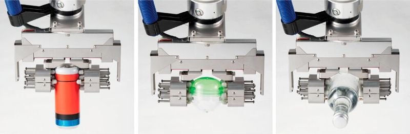 Anwendungsbeispiele für den adaptiven Greifer in paarweiser Anordnung. (Bild: THK)