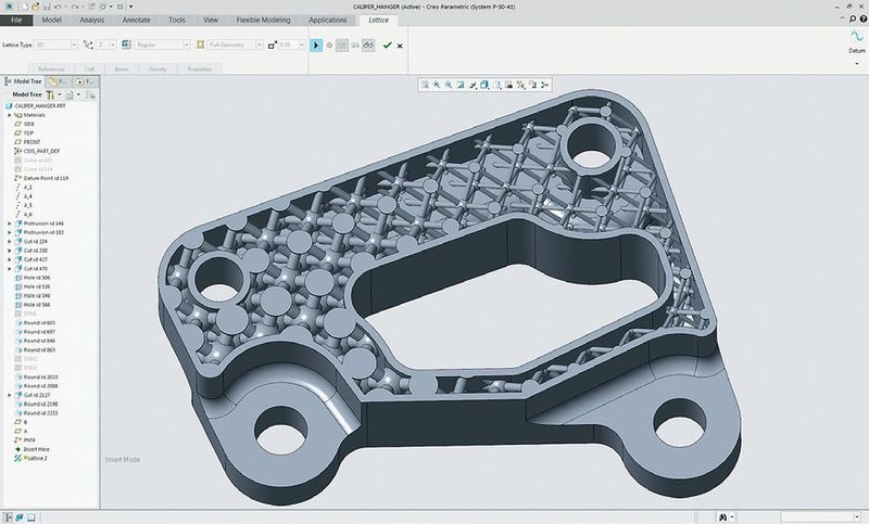 Die Unterstützung von Additive Manufacturing wurde konsequent erweitert, so dass 2,5D und 3D-Lattice Strukturen auch variabel zur Verfügung stehen.  (Bild: PTC)