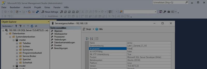 Das SQL Server Management Studio kann auch SQL-Server verwalten, die auf Linux installiert sind.(Bild:  Joos / Microsoft)