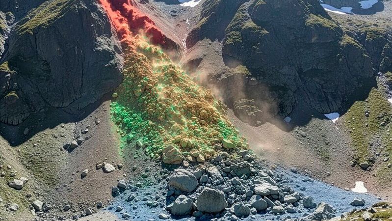 Particle simulation should help to analyze the properties of particle flows and better predict their course. Researchers will then use the results to derive the possible location and design of necessary protective structures.(Image: Adobe Firefly/Cadfem)