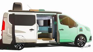 Das Basis-Fahrzeug der Camper-Studie von Renault ist ein „Trafic“-BEV, das 2022 auf den Markt kommen soll. (Bild: Hersteller)