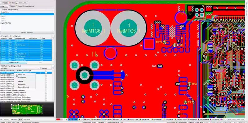 Altium Designer – Pad- und Via-Bibliotheken: Erweiterte Optionen für das Management von Pad- und Via-Stacks ermöglichen Ihnen ein einfaches Management Ihrer Pads mit einer Pad- und Via-Bibliothek. Sparen Sie wertvolle Zeit durch das Anlegen von Pad-Vorlagen, die sich einfach auf bestimmte Gruppen von Pads auf Ihrem PCB anwenden lassen. (Bild: Altium)