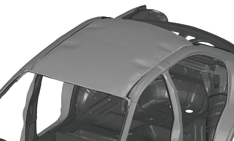 Bild 4: Simulation des Beulverzuges an einem Autodach. (Dynaweld)
