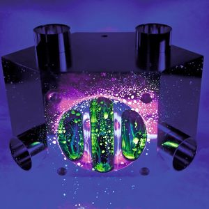 Riboflavin fluorescence in a Robolux multi-port valve body under UV light before (a) and after (b) rinsing with deionized water. After rinsing, no riboflavin can be detected 