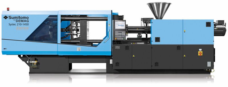 Live auf der Hybrid-Expo 2015 bei Sumitomo (SHI) Demag: Auf einer Systec Servo 210-430 wird ein sehr anspruchsvolles Bauteil aus UD-Tapes, Metalleinlegern und Kunststoff gefertigt, wie der Aussteller verspricht. (Bild: Reed Exhibitions)
