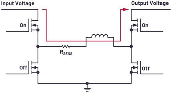 Figure 2. An LT8210 buck-boost regulator with PassThru mode for passing a voltage in standard operation.
